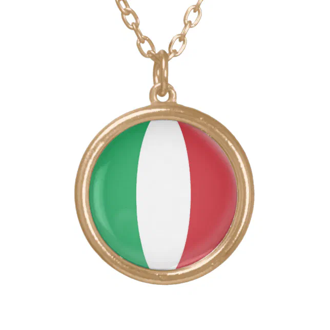 Gold finish Necklace Italy Italian flag | Zazzle