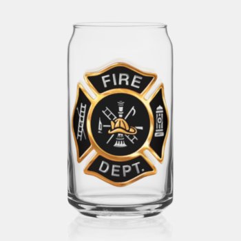 Gold Fire Department Firefighter Badge Can Glass by JerryLambert at Zazzle