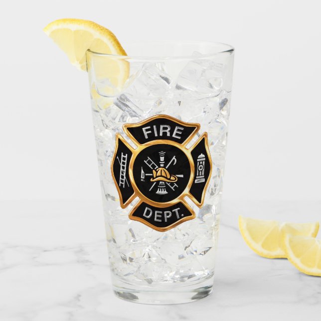 Gold Fire Department Firefighter Badge Glass (Front Ice)