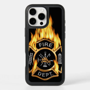 Gold Fire Department Flaming Badge iPhone 16 Pro Max Case