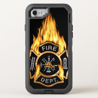 Gold Fire Department Flaming Badge OtterBox Defender iPhone SE/8/7 Case