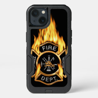 Gold Fire Department Flaming Badge iPhone 13 Case