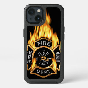 Gold Fire Department Flaming Badge iPhone 13 Case