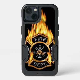 Gold Fire Department Flaming Badge iPhone 13 Case