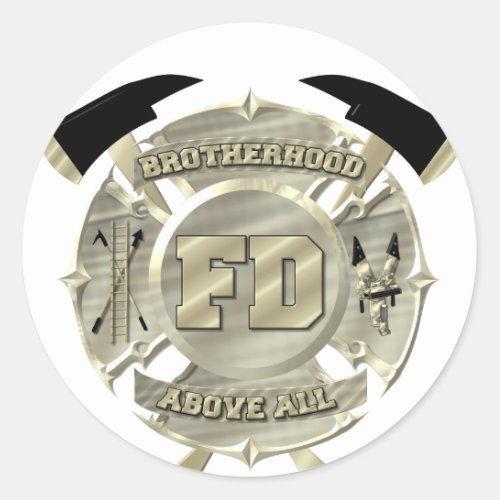 Gold Firefighter Brotherhood Symbol Classic Round Sticker