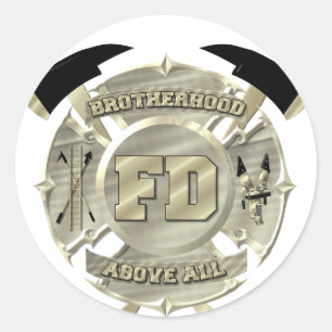 Gold Firefighter Brotherhood Symbol Classic Round Sticker