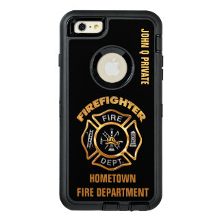 Gold Firefighter Name Template OtterBox Defender iPhone Case