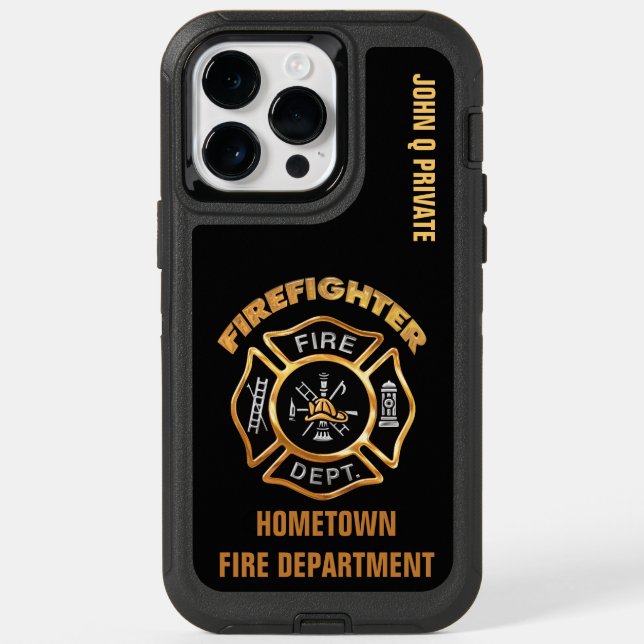 Gold Firefighter Name Template Otterbox iPhone Case (Back)
