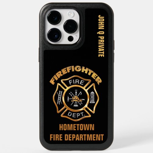 Gold Firefighter Name Template OtterBox iPhone 14 Pro Max Case