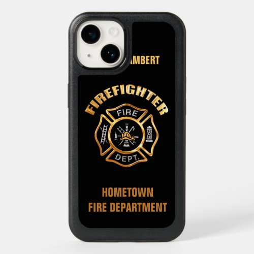 Gold Firefighter Name Template OtterBox iPhone 14 Case