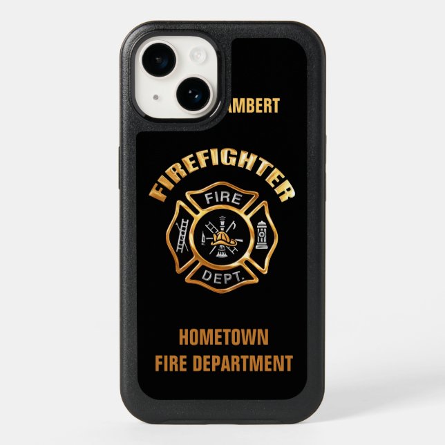 Gold Firefighter Name Template Otterbox iPhone Case (Back)
