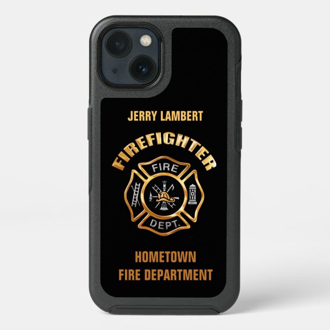 Gold Firefighter Name Template Otterbox iPhone Case (Back)