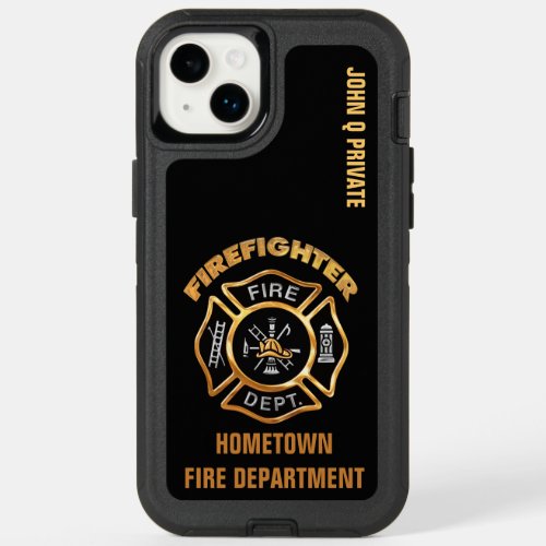 Gold Firefighter Name Template OtterBox iPhone 14 Plus Case