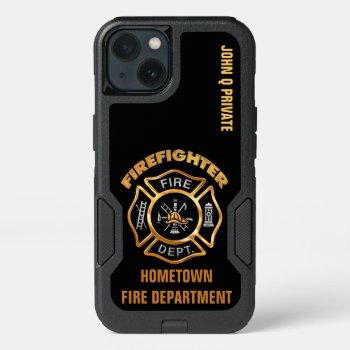 Gold Firefighter Name Template Iphone 13 Case by JerryLambert at Zazzle