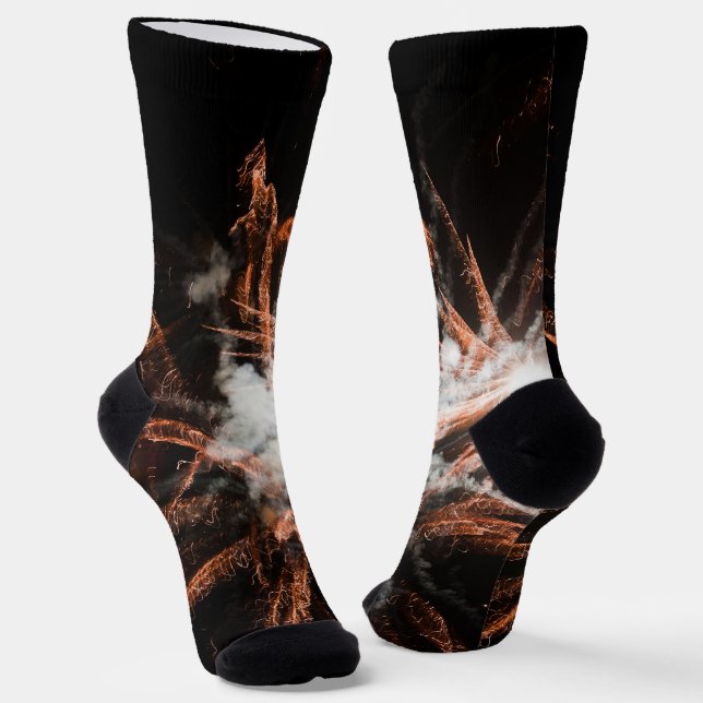 Gold fireworks abstract gold black smoke socks (Angled)