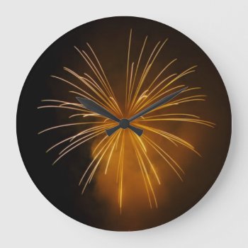 Gold Fireworks Clock by ForEverProud at Zazzle