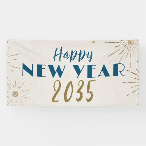 Gold Fireworks Happy New Year Banner