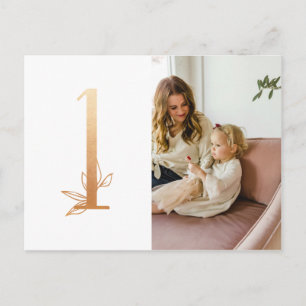 Gold First Birthday Photo Thank you Post Card
