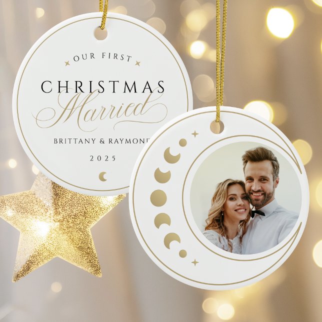 Gold First Christmas Married Ceramic Ornament (Creator Uploaded)