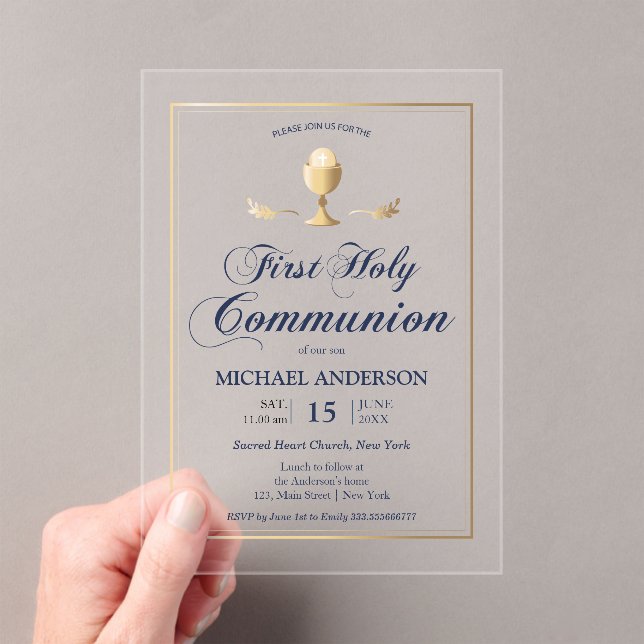 Gold First Communion Elegant Invitation (Insitu (Handheld))