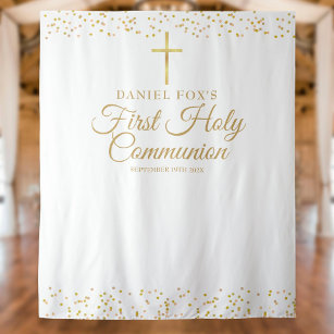 Gold First Holy Communion Photo Backdrop