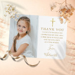 Gold First Holy Communion Photo Thank You Magnet<br><div class="desc">Featuring golden script signature name. Personalize with your photo and special first holy communion thank you message in chic gold lettering on this stylish design. Designed by Thisisnotme©</div>