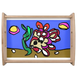 Gold fish art serving tray