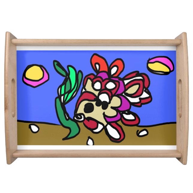 Gold fish art serving tray (Front)