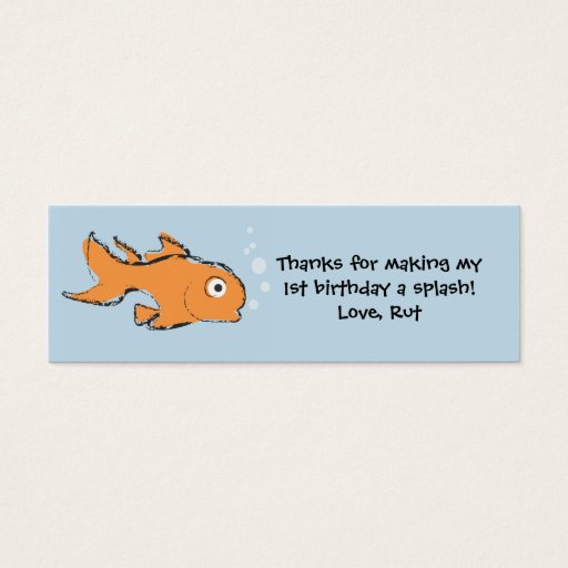 Customizable Gold Fish Favor Tag Business Card