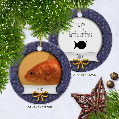 Gold Fish  Goldfish  Fishys First Christmas Ceramic Ornament