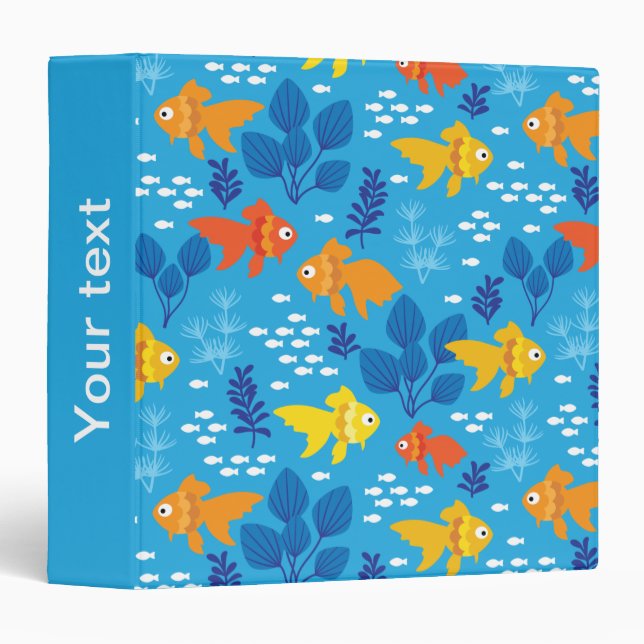 Gold Fish in Aquarium 3 Ring Binder (Front/Spine)