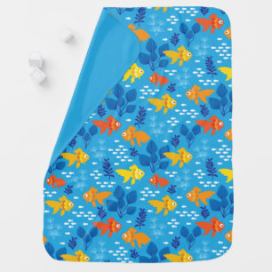 Gold Fish in Aquarium Baby Blanket