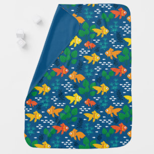 Gold Fish in Aquarium Baby Blanket