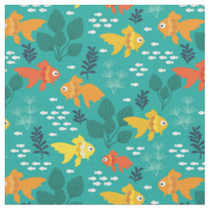 Gold Fish in Aquarium Fabric
