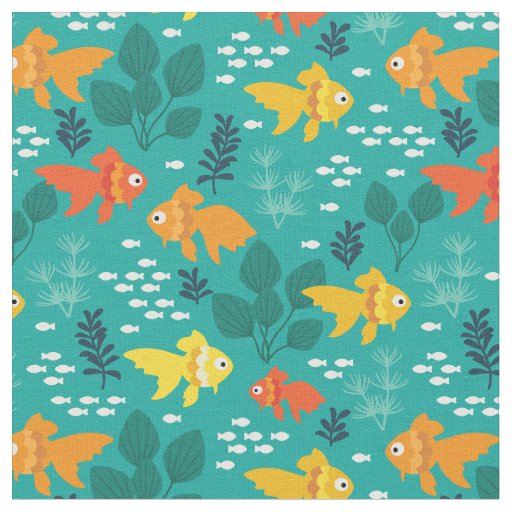 Gold Fish in Aquarium Fabric