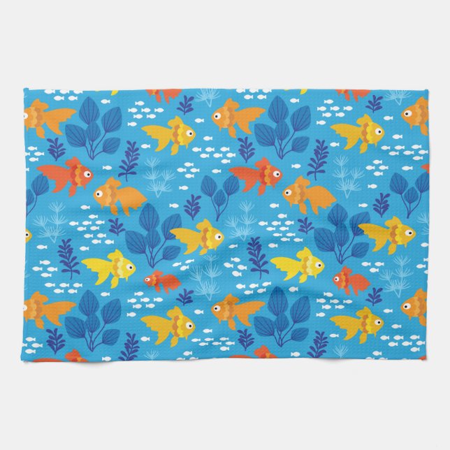 Gold Fish in Aquarium Kitchen Towel (Horizontal)