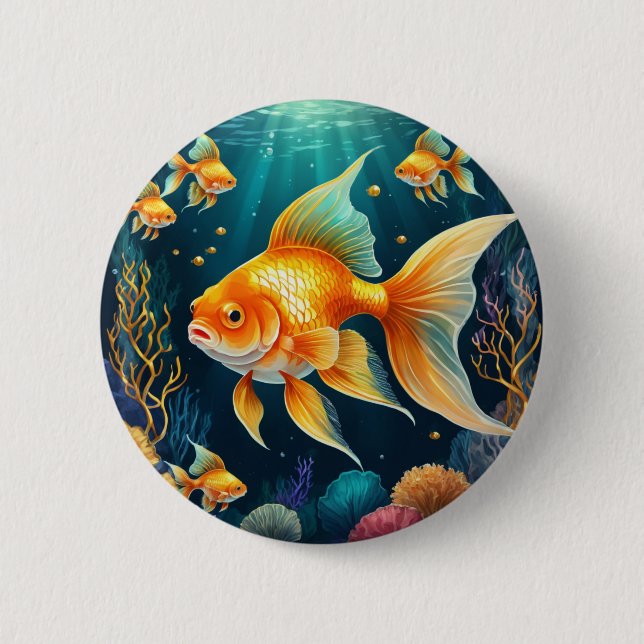 Gold Fish in Underwater Button (Front)