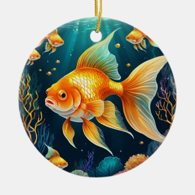 Gold Fish in Underwater Ceramic Ornament (Front)