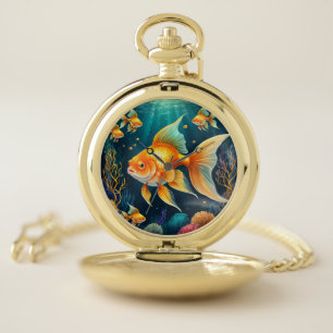 Gold Fish in Underwater Pocket Watch