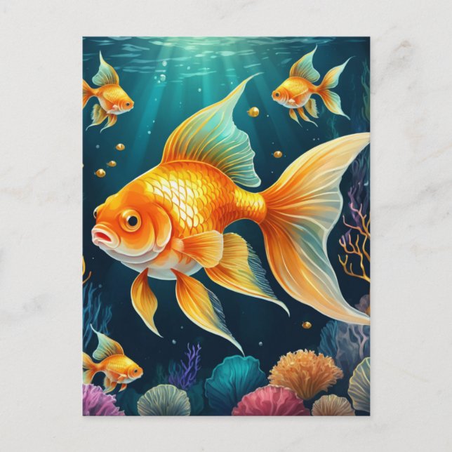 Gold Fish in Underwater Postcard (Front)