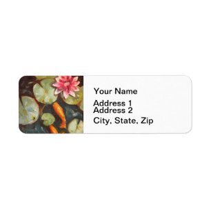 Gold Fish Koi Pond Water Lilies Label