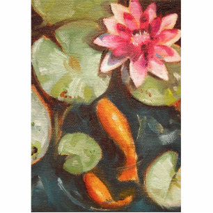Gold Fish Koi Pond Water Lilies Statuette