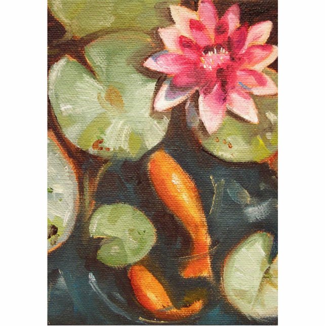 Gold Fish Koi Pond Water Lilies Statuette (Front)