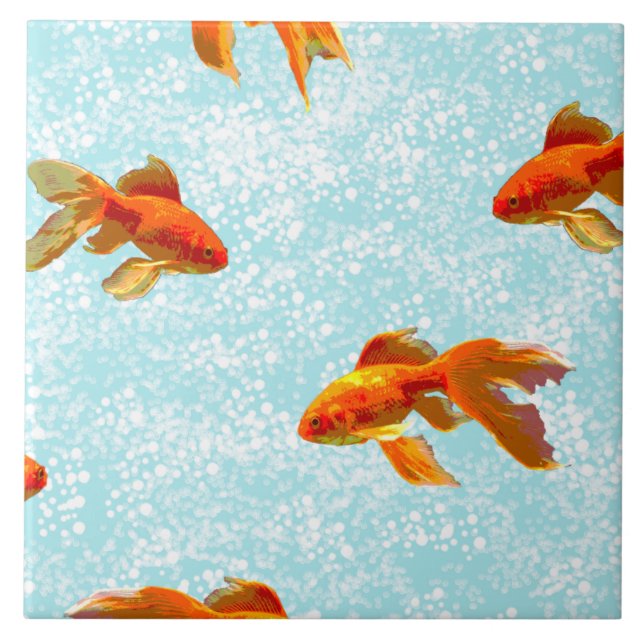 gold fish pattern ceramic tile (Front)