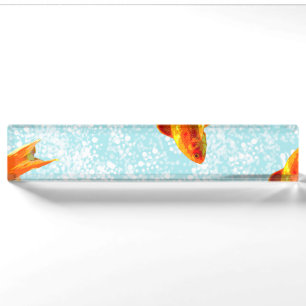 gold fish pattern name plate
