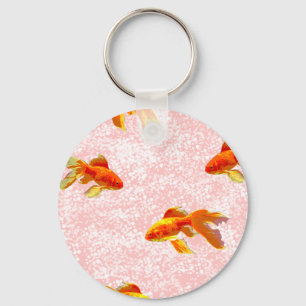 Gold fish pattern pink keychain