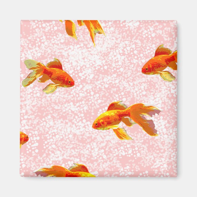 Gold fish pattern pink magnet (Front)
