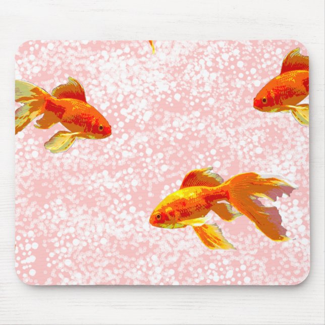 Gold fish pattern pink mouse pad (Front)