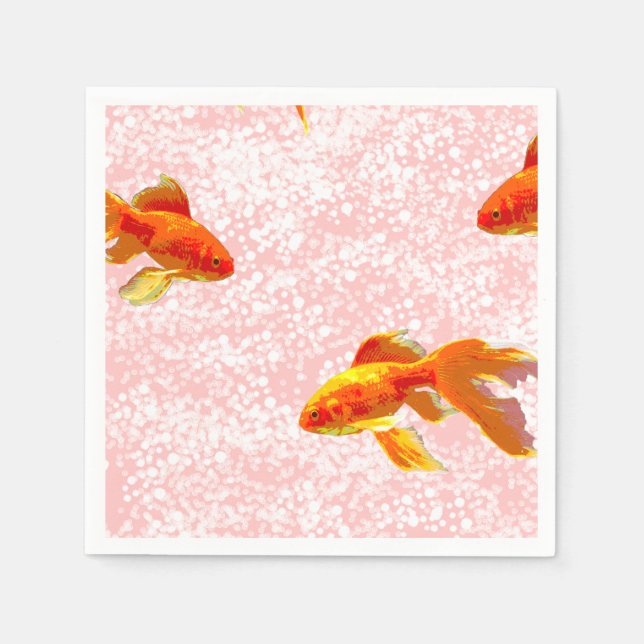Gold fish pattern pink napkins (Front)