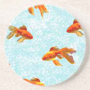 gold fish pattern sandstone coaster